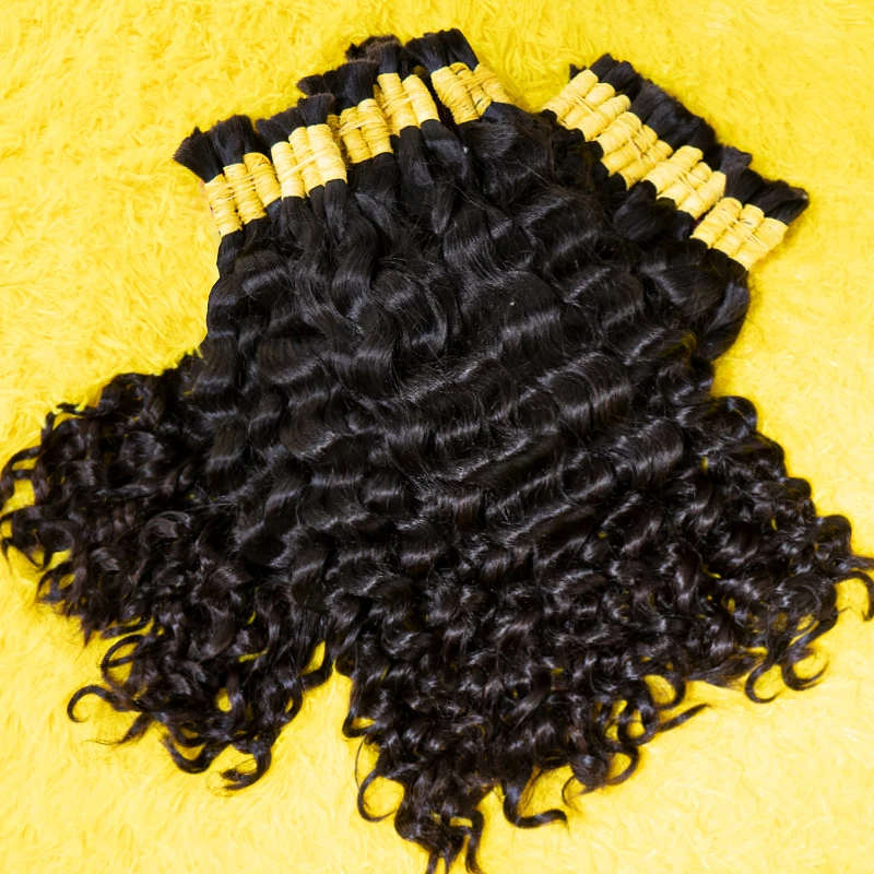 100% Human Hair Bulk Extension 10A Virgin Human Hair Deep Curly Bulk Hair Weaving For Braiding Unprocessed No Weft 18-30inches