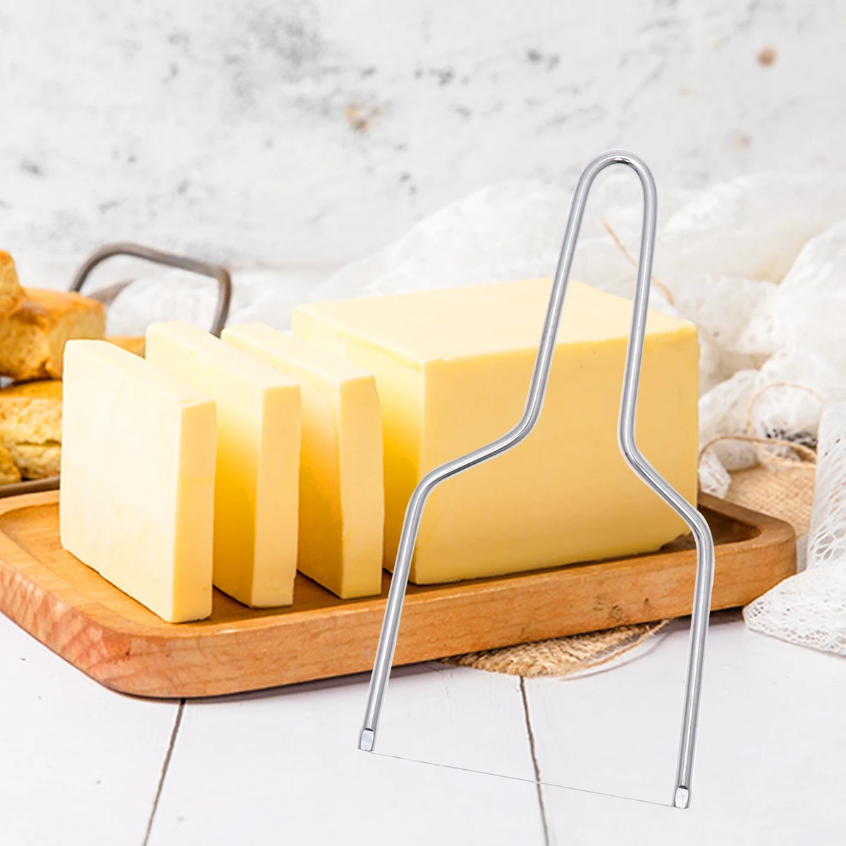 

3 Pcs Cheese Stainless Steel Wire Slicer Kitchen Tool Bread Butter Cutting Accessories Easy ganize