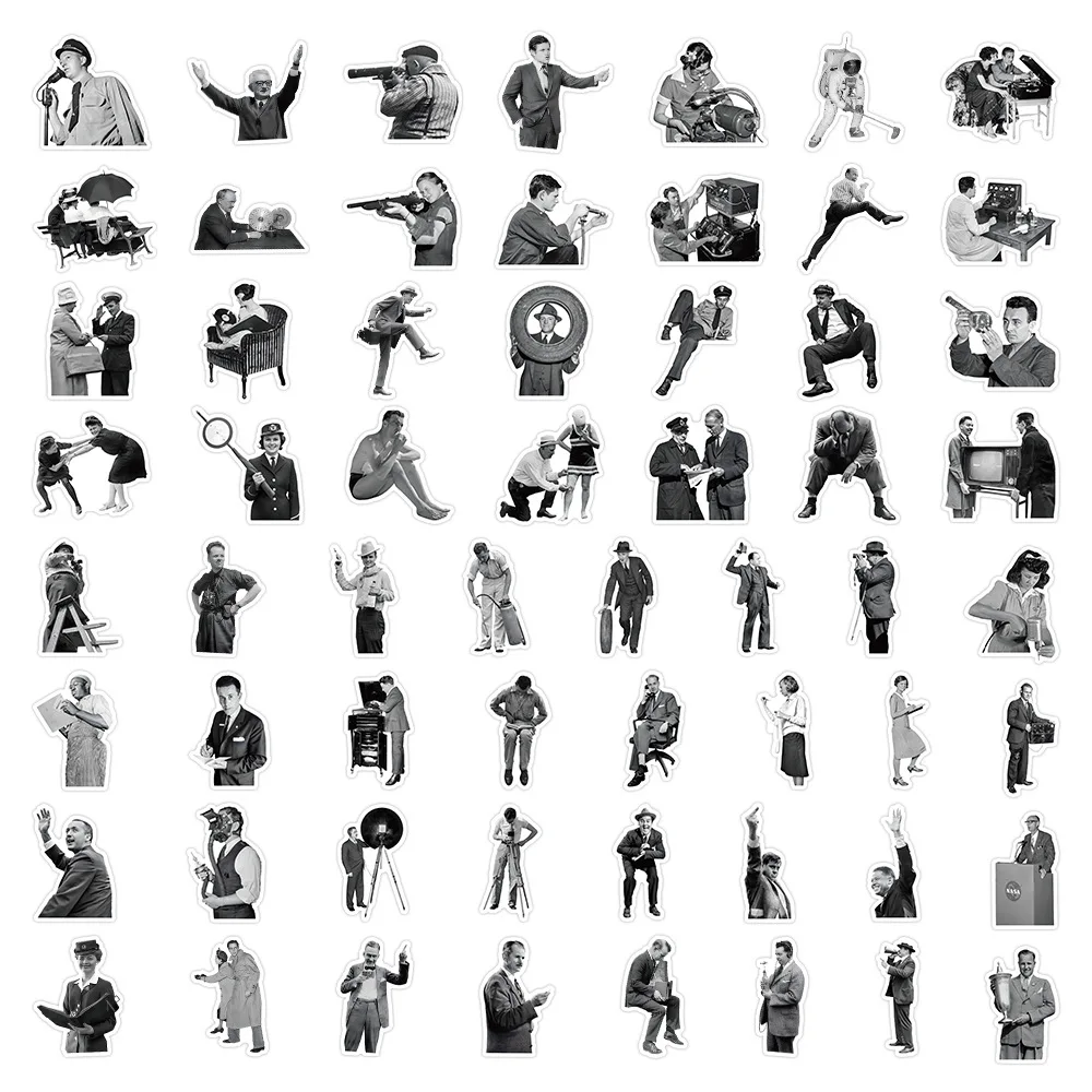 

60PCS Black and White Personalized Graffiti Stickers Creative Waterproof Decals Decorative Mobile Phone Case Laptop suitcas Gift