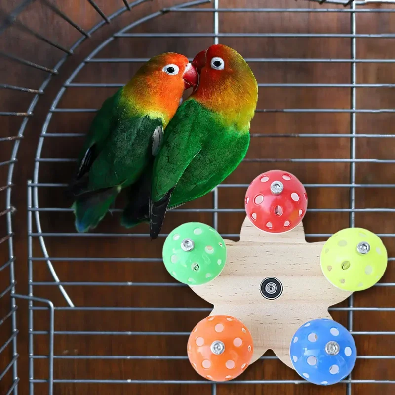 Parrot Chew Toys Cage Biters With Spinning Balls Spinning Wind Chimes With Bearings Puzzle Parrot Interactive Rattles