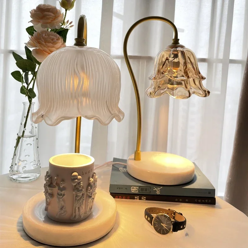 Candle Lamp Marble Smoke-Free Thermostat Bedroom Bedside Fragrance Gift Atmosphere Small Night