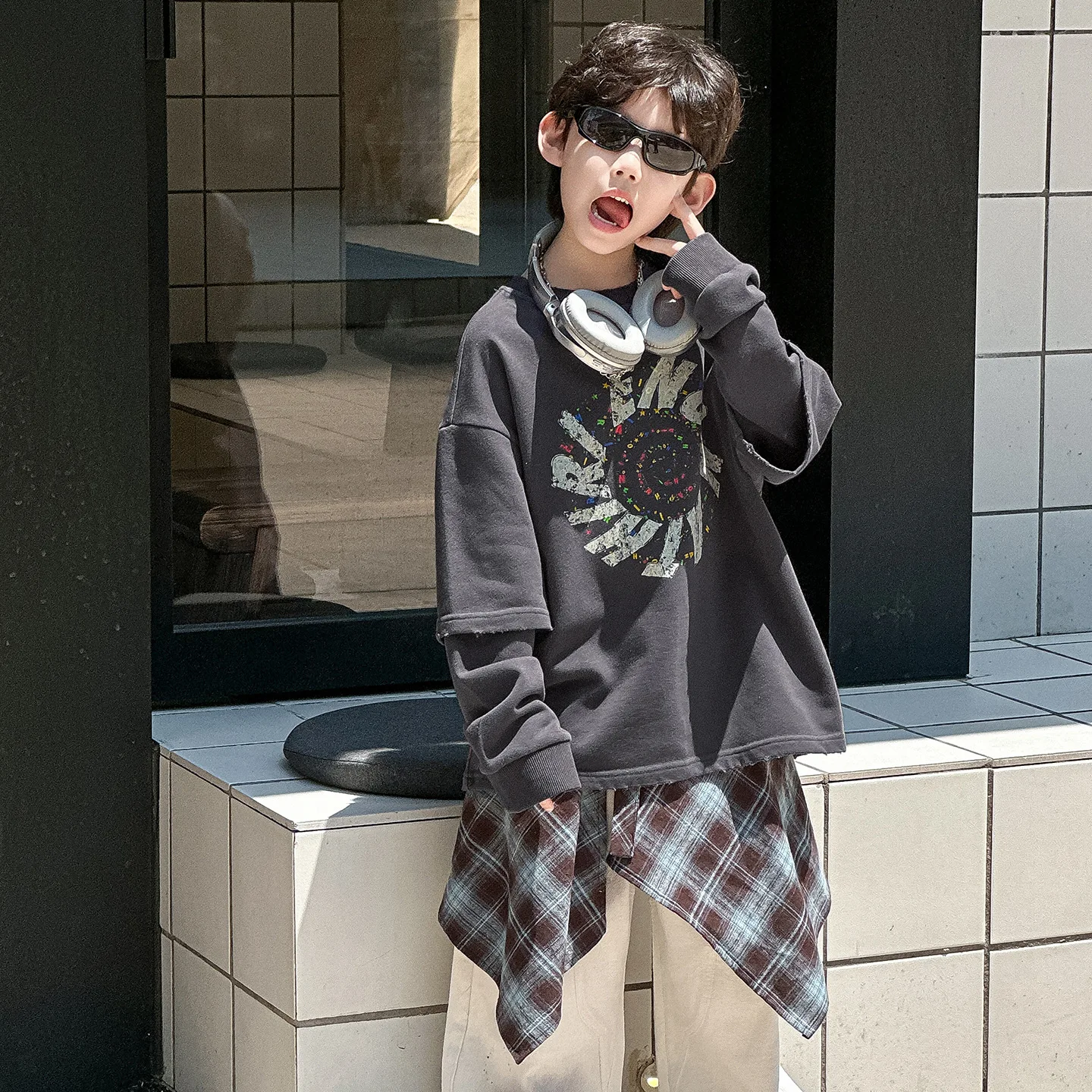 

Children Clothes Boys Hoodie Autumn Korean Style 2025 New Trendy Loose Tops Fashionable Cool Long Sleeve Casual Hoodie Top