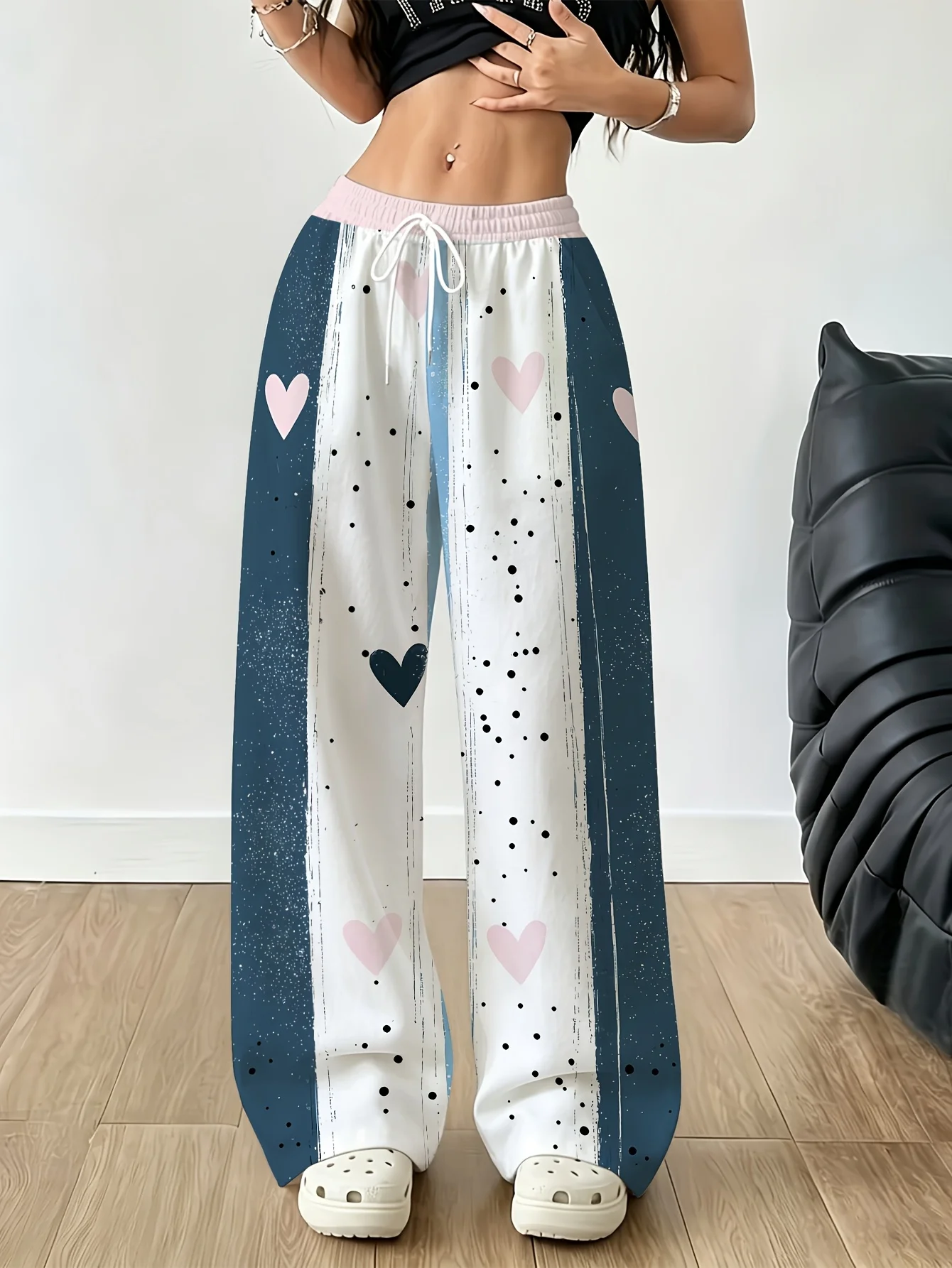 Spring/Autumn Hot Sale Personalized Fashionable Y2k Pants Trendy Fashion Vintage Print Loose Women's Striped Sports Pants