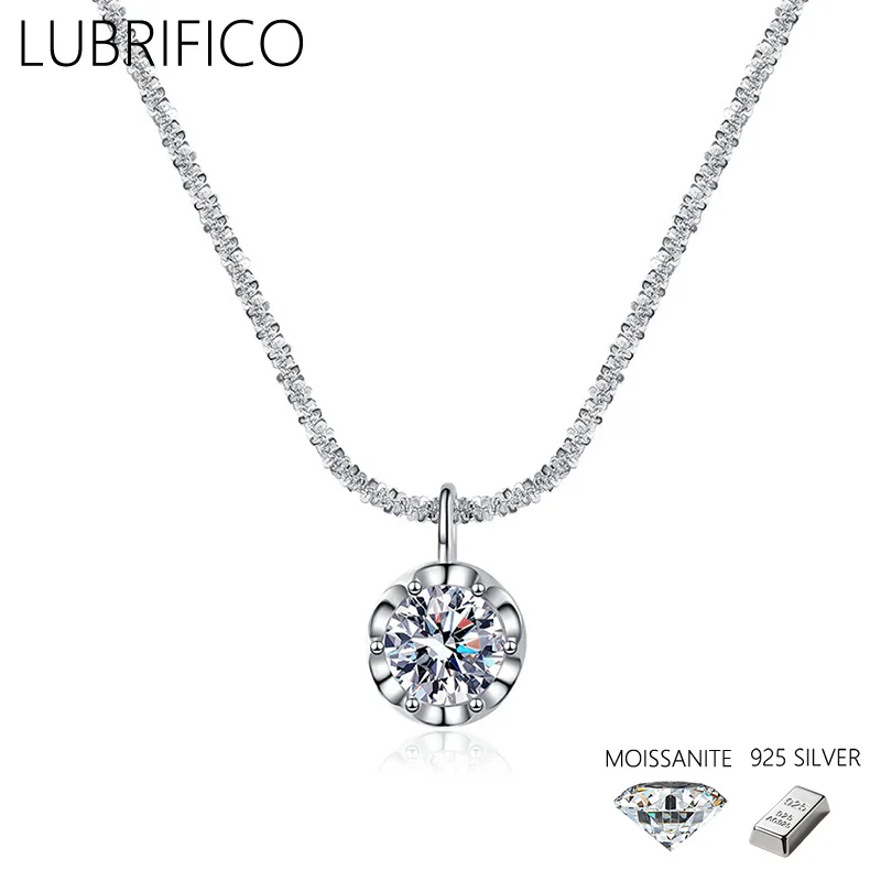 

1.0-2.0 Ct Moissanite Lace Shape Necklace 925 Sterling Silver Lad Diamond Pendant For Women Fine Jewelry Wedding Party