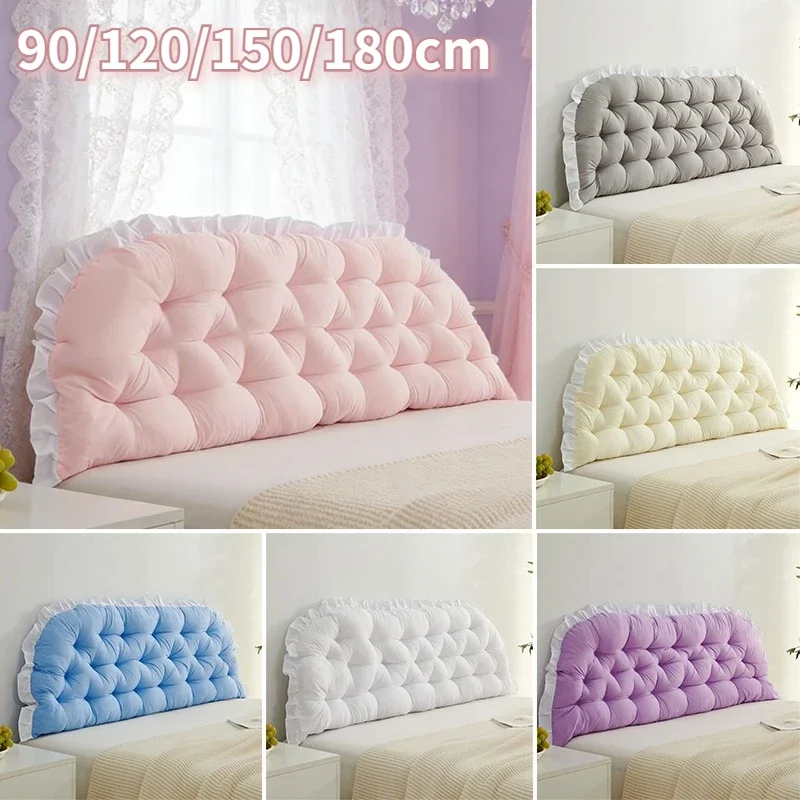 Korean Princess Style Tatami Headboard Pillow Soft with Lace Large Backrest Cushion for Bed Neck Body Support Reading in Bed