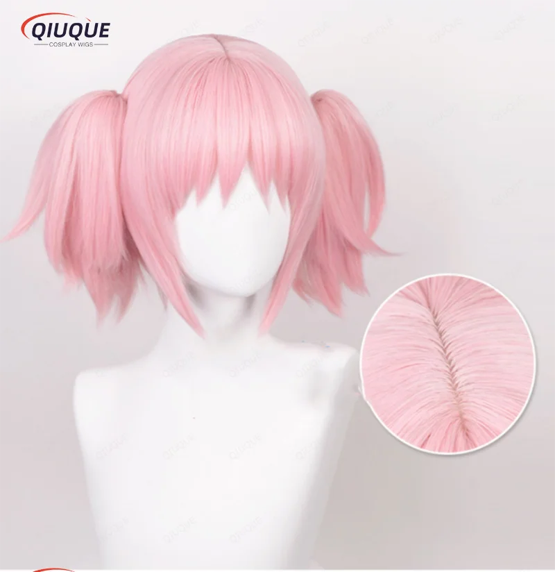 Anime Puella Magi Madoka Magica Kaname Madoka Cosplay Wig Short Pink Heat Resistant Synthetic Hair Wigs + Wig Cap