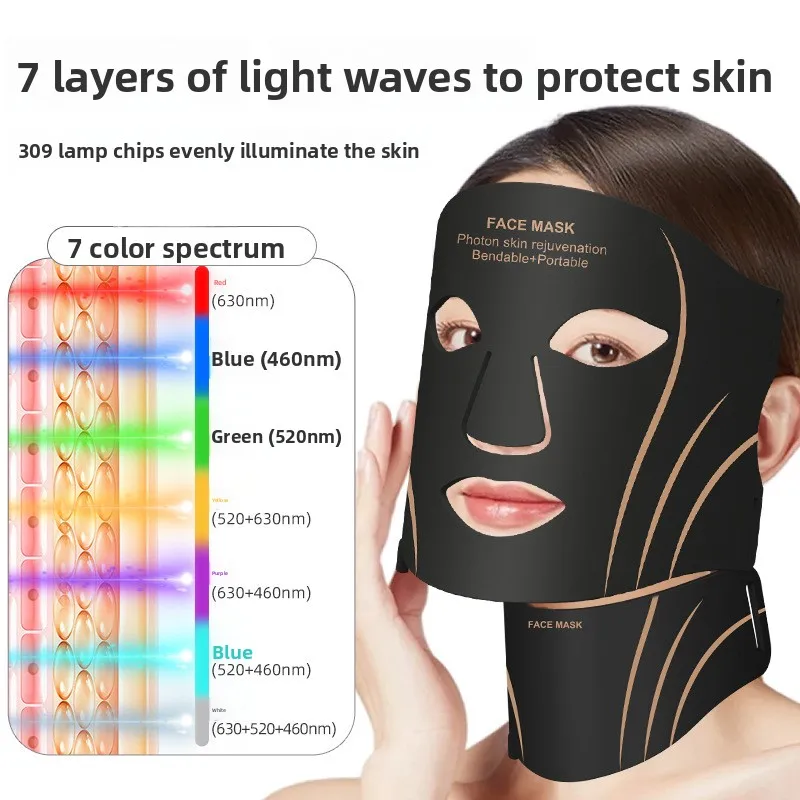 silicone-led-mask-face-with-neck-7-colors-led-photon-red-light-infrared-therapy-flexible-facial-mask-repair-skin-wireless-use