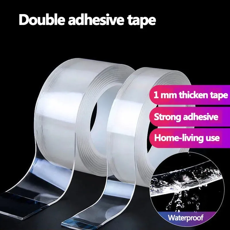 1/5m Double Contact Nano Tape Powerful Extra Strong Sided Adhesive for Kitchen and Bathroom Waterproof and Cleanable Tool