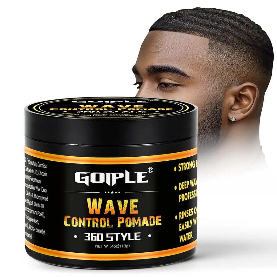 GOIPLE Wave Control Pomade 4oz, Strong Hold 360 Wave Grease for Men, Brings Out Natural Wave Pattern, 24H Hold
