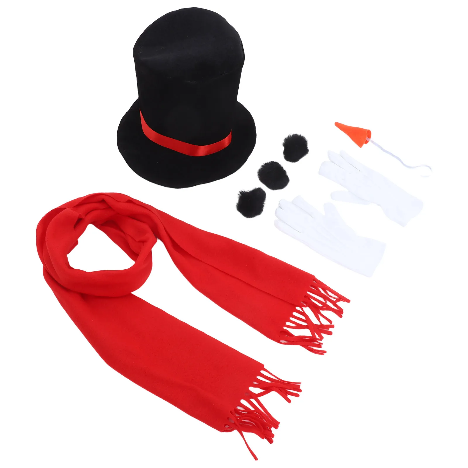 

1 set Snowman Costume Set Hat Scarf Gloves Carrot Nose Pom Poms Christmas Dress Up Kit For Adults Holiday Party Cosplay