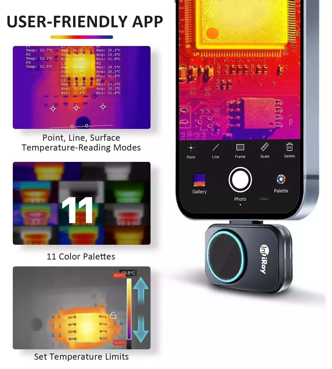 Тепловизионная камера INFIRAY P2 Pro для iPhone iOS для Android, смартфон типа C, инфракрасный тепловизор, термографическая камера