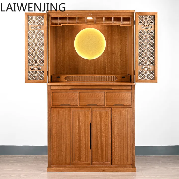 

SGF Buddhist niche cabinet with door Standing cabinet Household solid wood incense case table Simple and modern