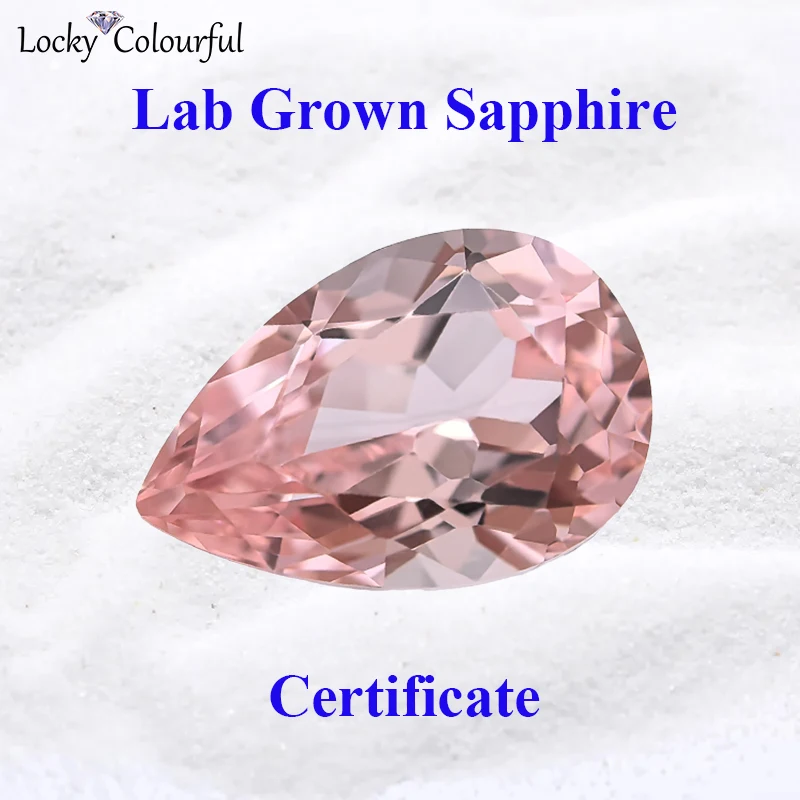 

Lab Grown Sapphire Morgan Pink Pear Cut VVS1 Charms Gemstone for DIY Advanced Jewelry Making Materials Selectable AGLCertificate