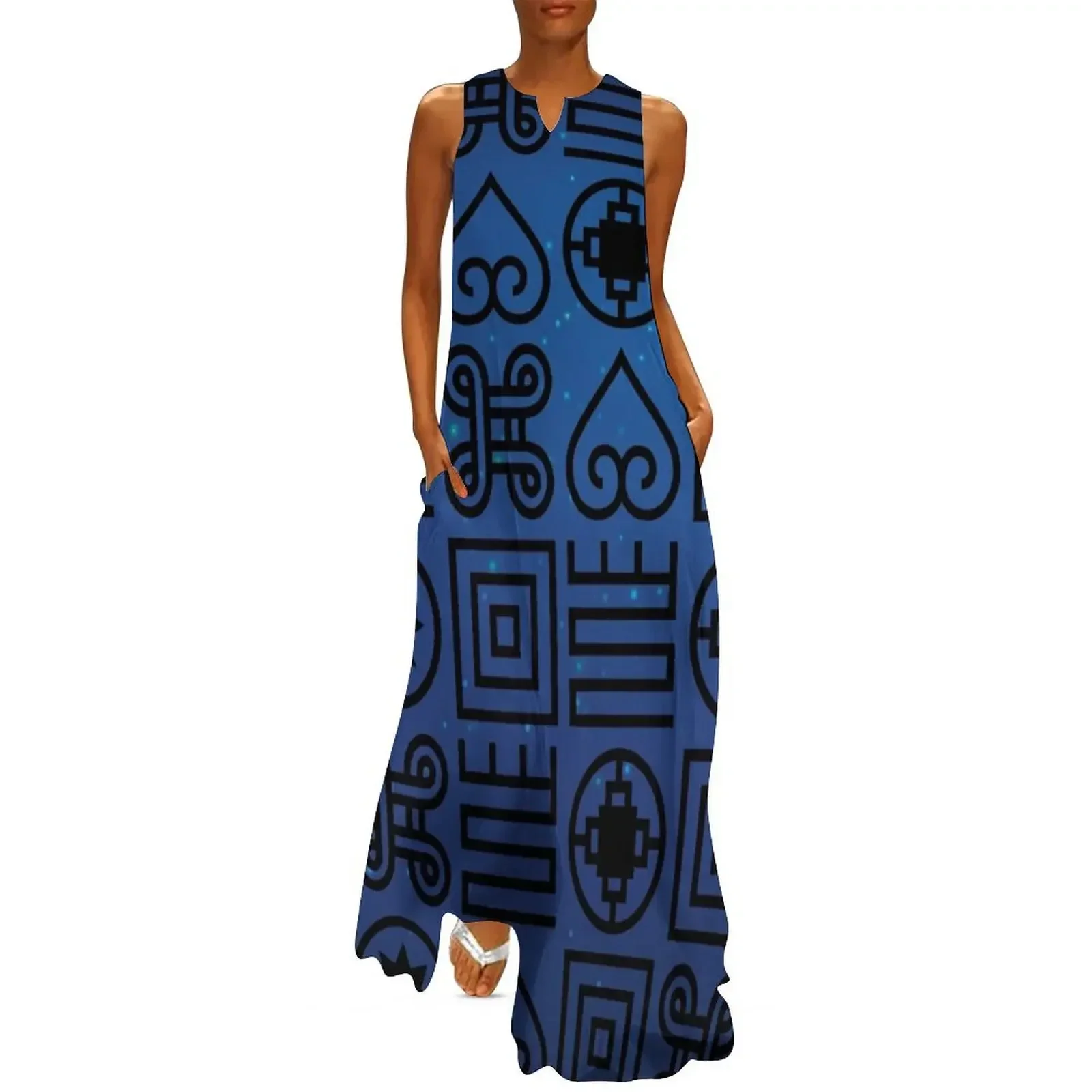 

Adinkra symbols Long Dress luxury dress dresses summer evening dress Women's summer suit
