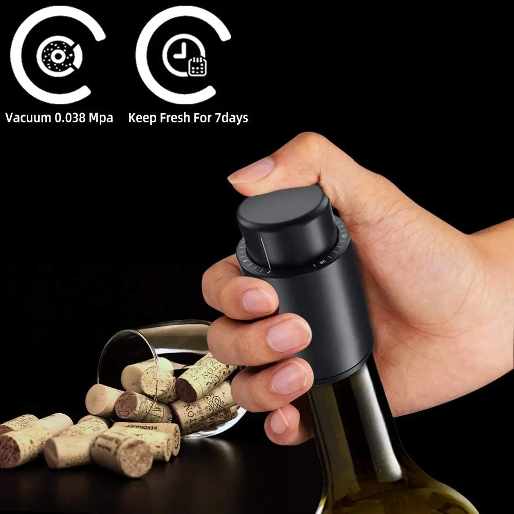 Weinflaschenverschluss, echte Vakuum-Weinstopper, wiederverwendbarer Weinkonservierer, Weinkorken, hält frisch, beste Geschenke für Weinliebhaber – Detail 11