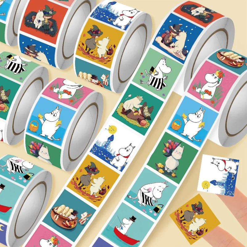 500PCS Moomin Anime Cartoon Avatar Cute Little Elf Creative Handbook Roll Stickers view 2