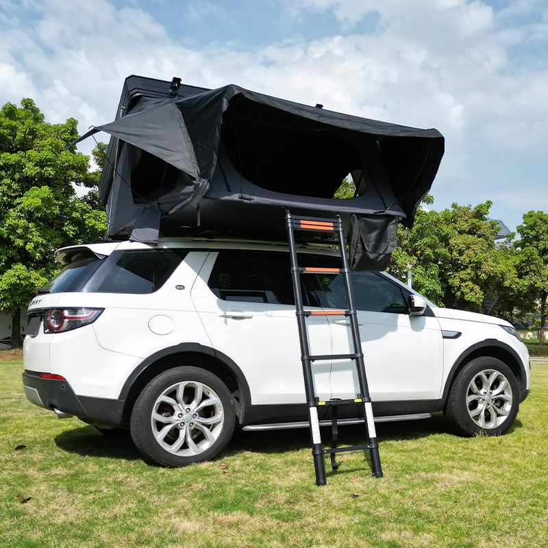 Hard shell aluminum frame foldable roof tent 4 people open side open off-road vehicle roof tent outdoor camping