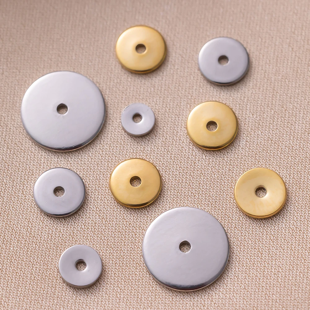 50 teile/los Edelstahl Gold Flache Runde Dünne Spacer Perlen für DIY Armband Halskette Schmuck Machen Liefert Zubehör Handwerk