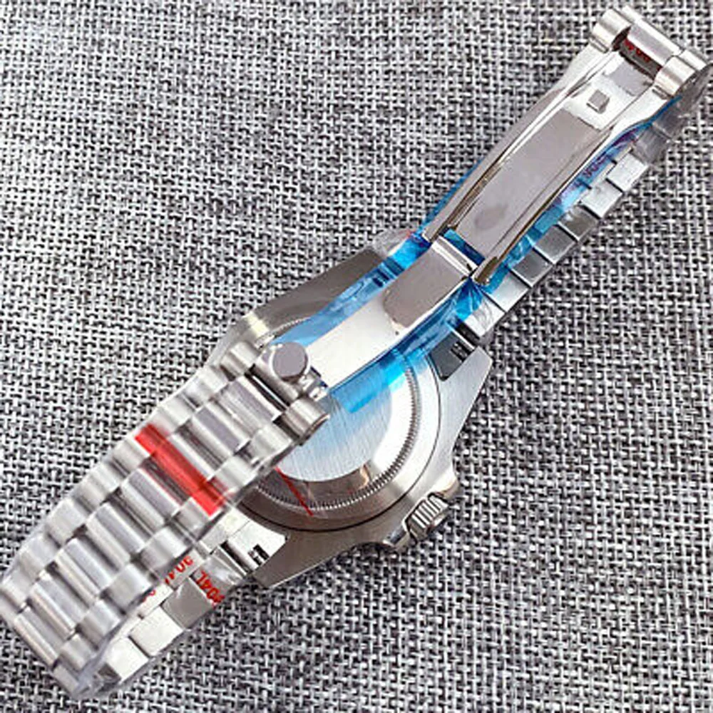 20ATM 40MM SUB President Bracelet Sapphire Watch Case Fit NH34A NH35 NH36 2824