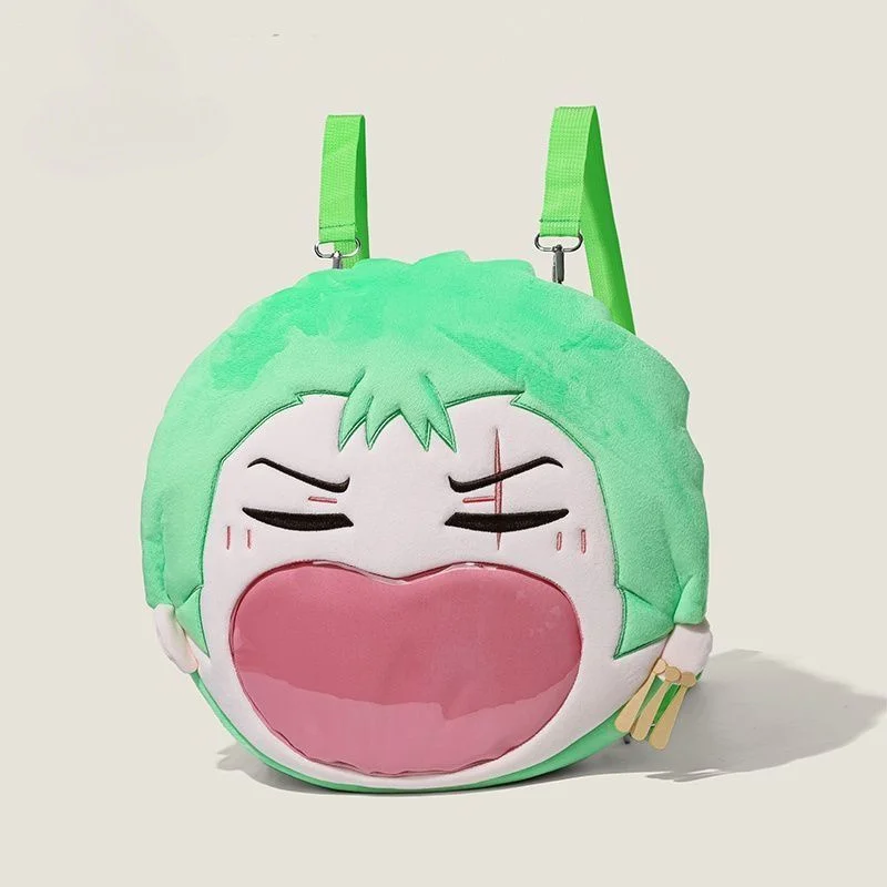 One Piece Roronoa Zoro anime Pain bag plush transparent backpack decoration Plush crossbody bag Portable Doll storage bag gift