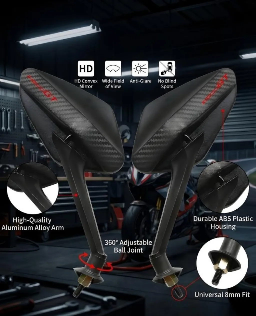 

Простота установки, зеркало заднего вида из углеродного волокна для мотоцикла BMW K1600GT K1600GTL K1600 GT GTL K1600-GT, высококачественные зеркала