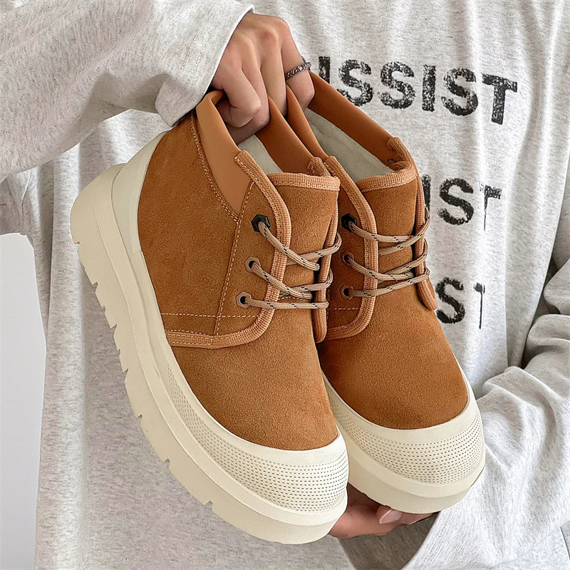 

Snow Boots For Men Suede And Fur Anti Slip Thickened Waterproof Cotton Shoes Men's Short Boots Botas Para Hombre Botas Masculino