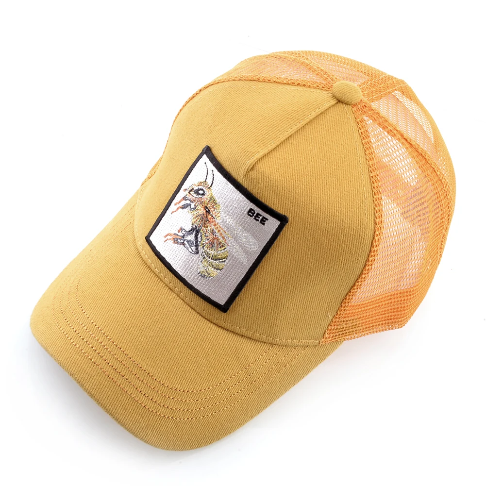 Fashion Unisex Baseball Cap With Embroidery With Bee Patch Men's Snapback Hip Hop Trucker Caps Women Adjustable Sun Visor Hat