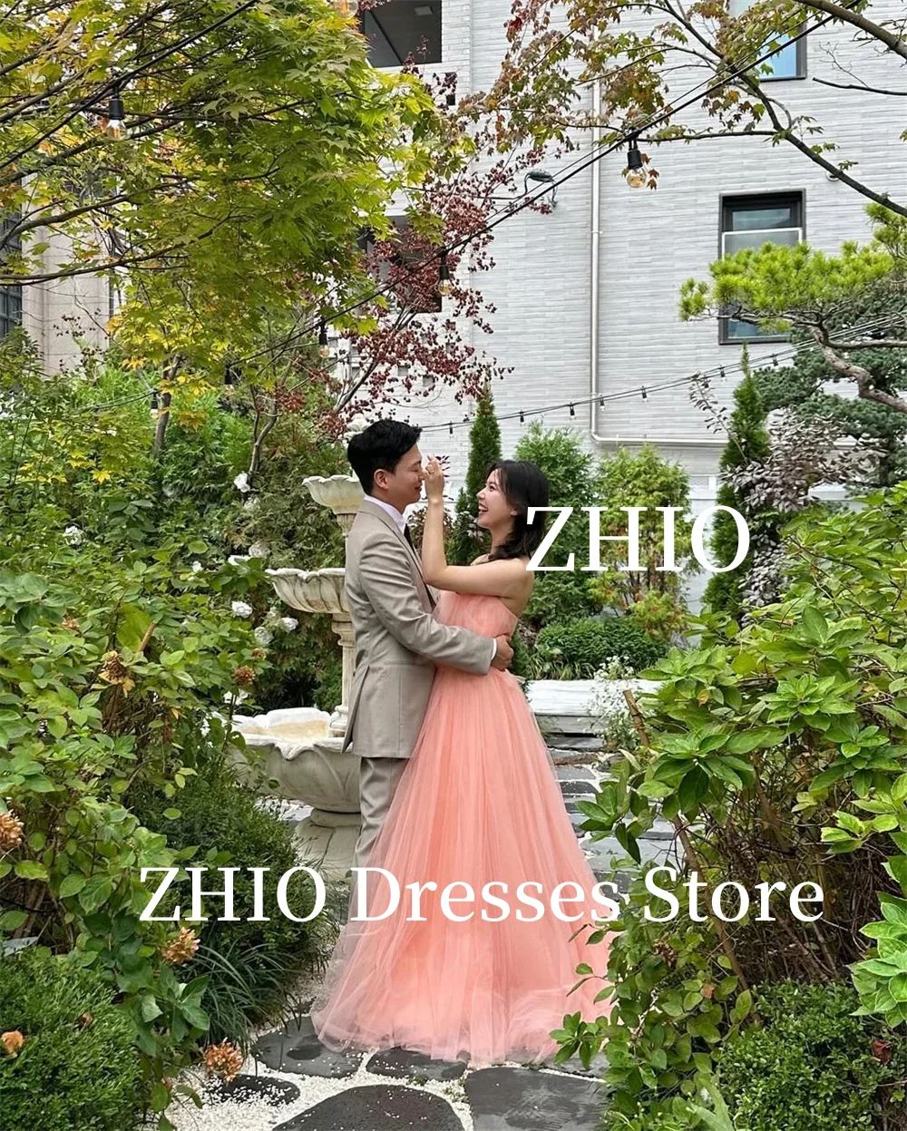 Suknie Ślubne ZHIO Fairy Baby Fioletowe Linia A Halter Długość Do Podłogi Falbany Suknia Ślubna Korea Sesja Zdjęciowa Personalizowane Eleganckie