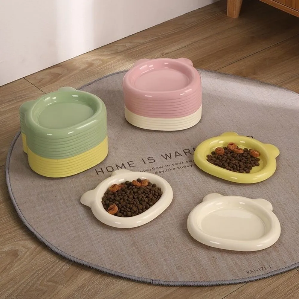 

Colorful Plastic PP Cat Bowls Pastry Plate Little Bear Kitten Bowl Ins Cute Dog Plate for Puppy Cat