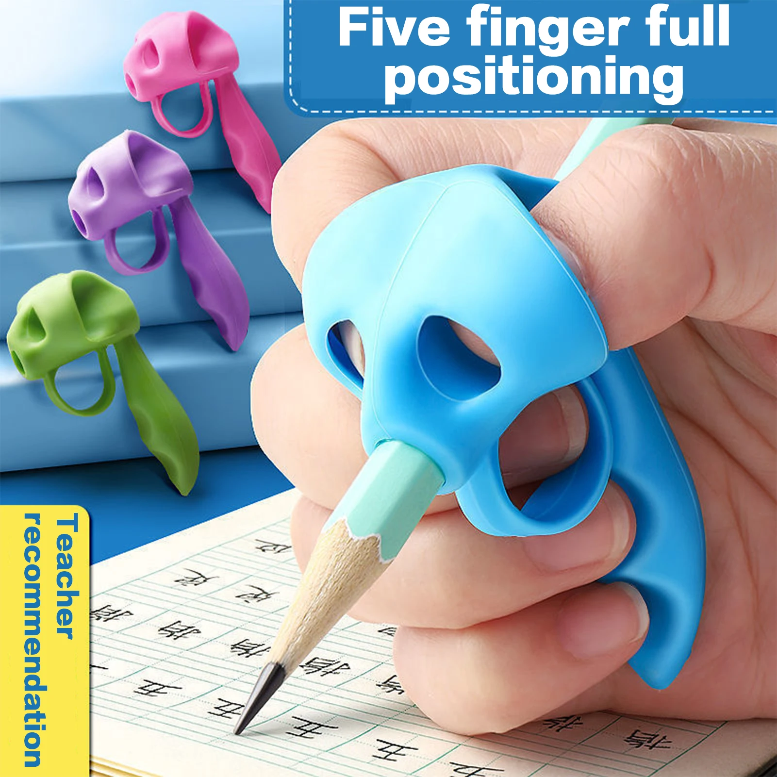 Silicone Pencil-Grip Holder for Kids Handwriting Posture Correction Soft Ergonomic Writing Training Tool with Nonskid Design