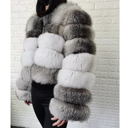2025 Maomaokong Natural Real Fox Fur Coat Women Luxury Leather Fur Jackets Winter Female Clothes Silver fox Furry Vest