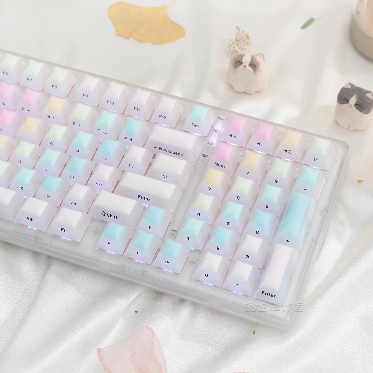 Rainbow Fudge Keycaps PC Silicone Light Transmission Personality Fresh Jelly Pudding Girls Mechanical Keyboard Cap 61 87 98