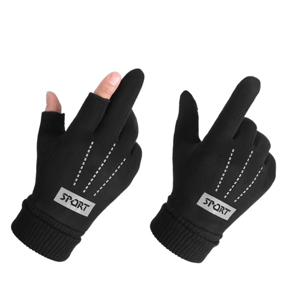 

Простые сохраняющие тепло замшевые перчатки в корейском стиле, утепленные зимние теплые перчатки, ветрозащитные варежки с сенсорным экраном и полным пальцем, мужские варежки