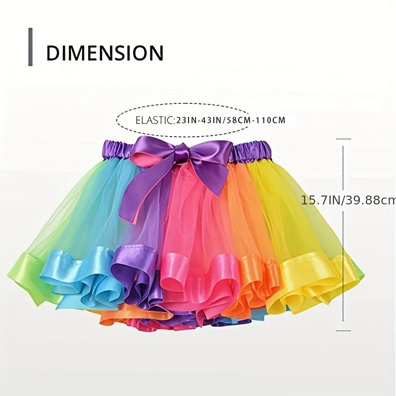 Gonna Tutu arcobaleno da donna gonna in Tulle a strati ragazze costumi colorati di Halloween Tutu