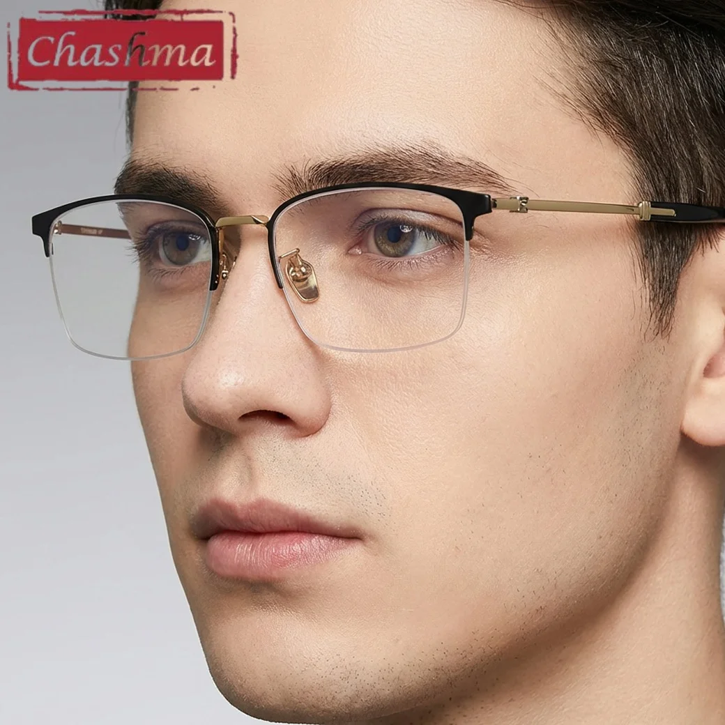 Chashma Prescription Glasses Top Quality Men Progressive Eyeglasses Frames Optical Eyewear Pure Titanium OX Horn Tips Spectacles