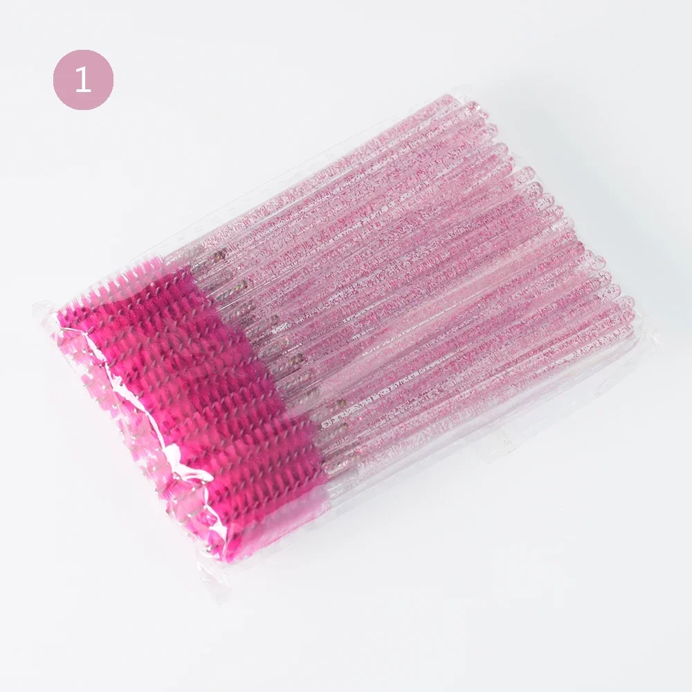 50pcs Shiny Disposable Eyelash Applicator Wands Curler Brush Set Mascara Eyebrow Spoolers Comb Wands Spoolies Brushes