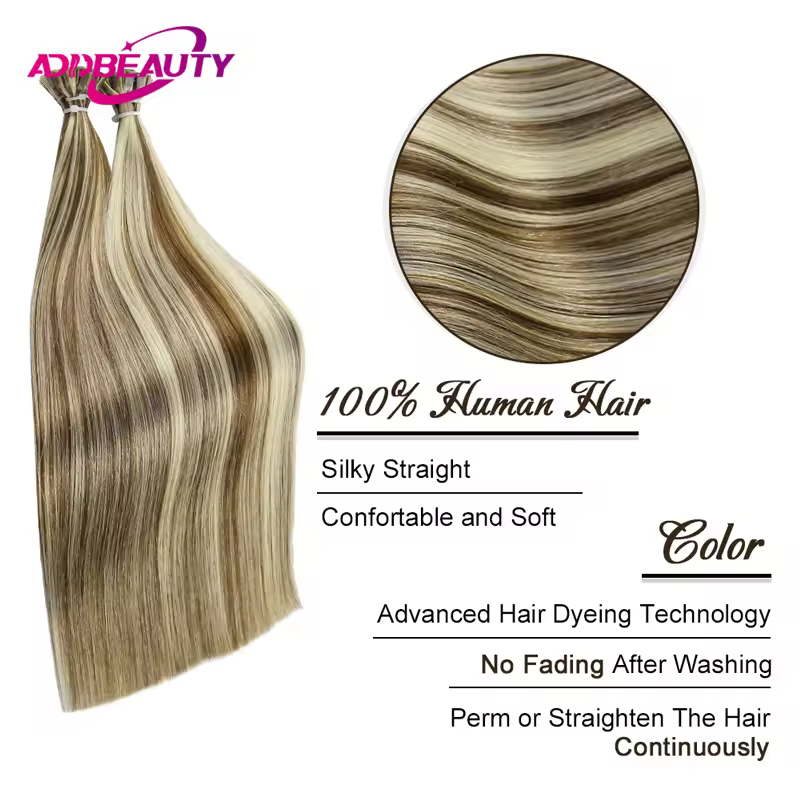 Straight Human Hair Extension By Fusion Flat Tip Keratin Capsules 0.8g/ 1g/Strand 50pcs Natural Hair Extension Ombre Blond Color - Image 2