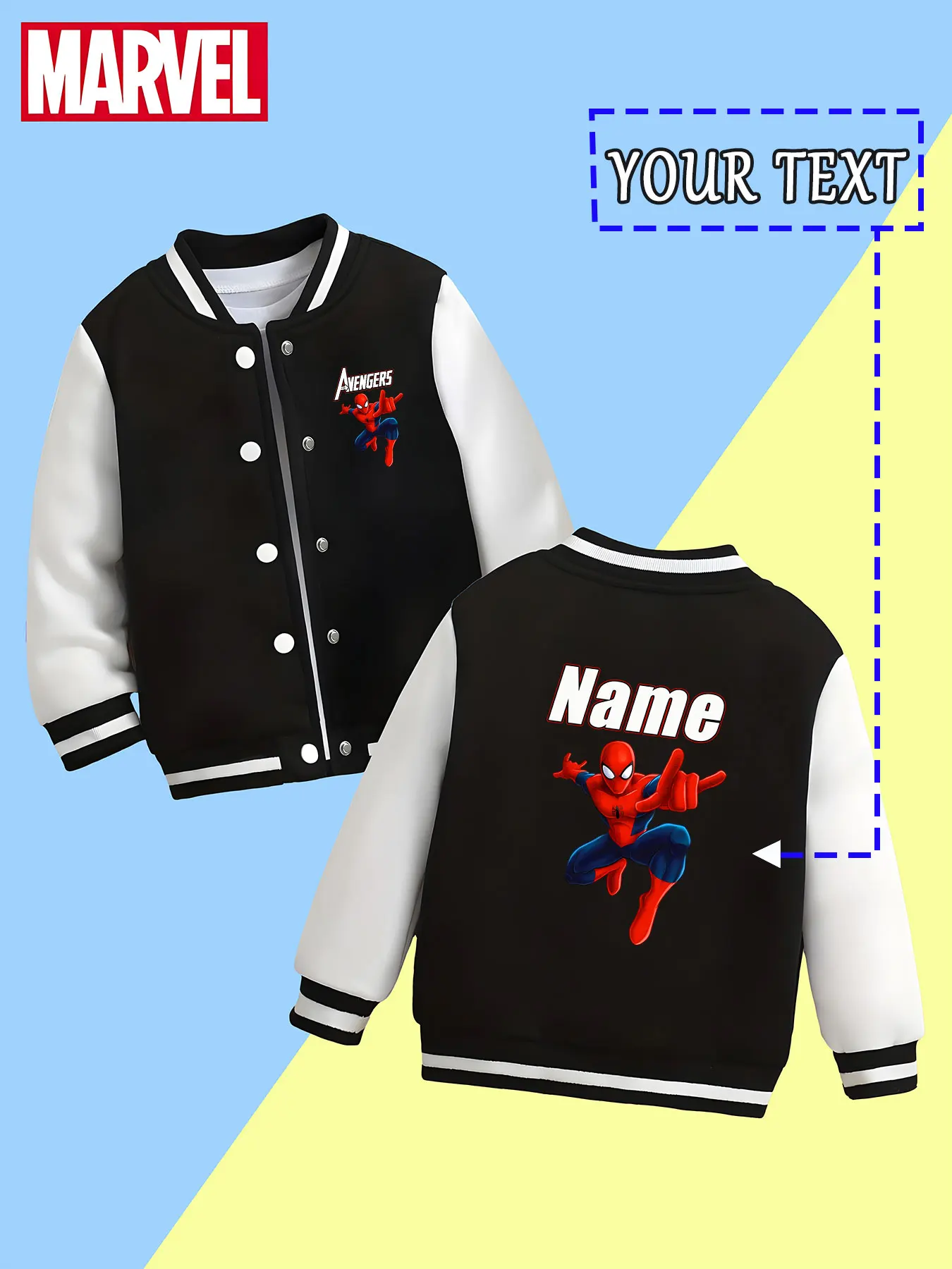 

MINISO Marvel Boys Baseball Jacket - Spider-Man dynamic print, comfortable and easy to wear, easy to care for, the best choice f