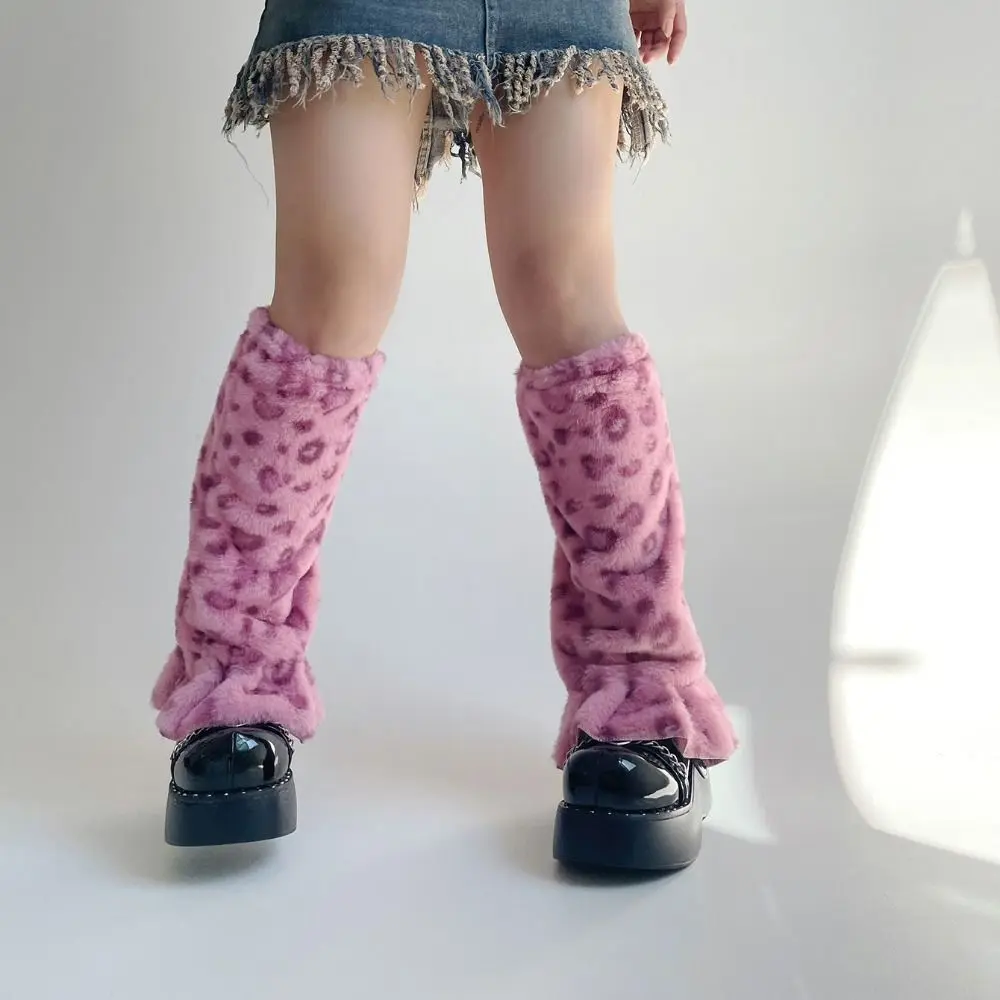 

Модные зимние гетры с леопардовым принтом Y2K, плюшевые чехлы в горошек в полоску, плиссированные гетры в стиле Лолита JK, пушистые гетры, аксессуары