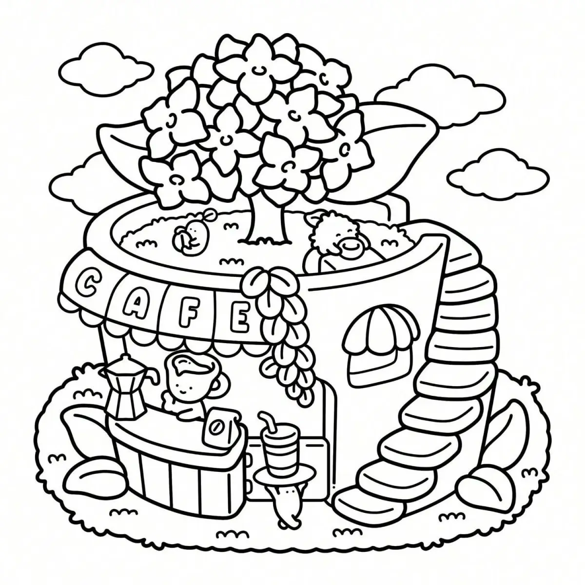 Dreamy Friends :Coloring Book Educational Cartoon Painting Kit for Children Latest US Edition Stress Relief Focus Development