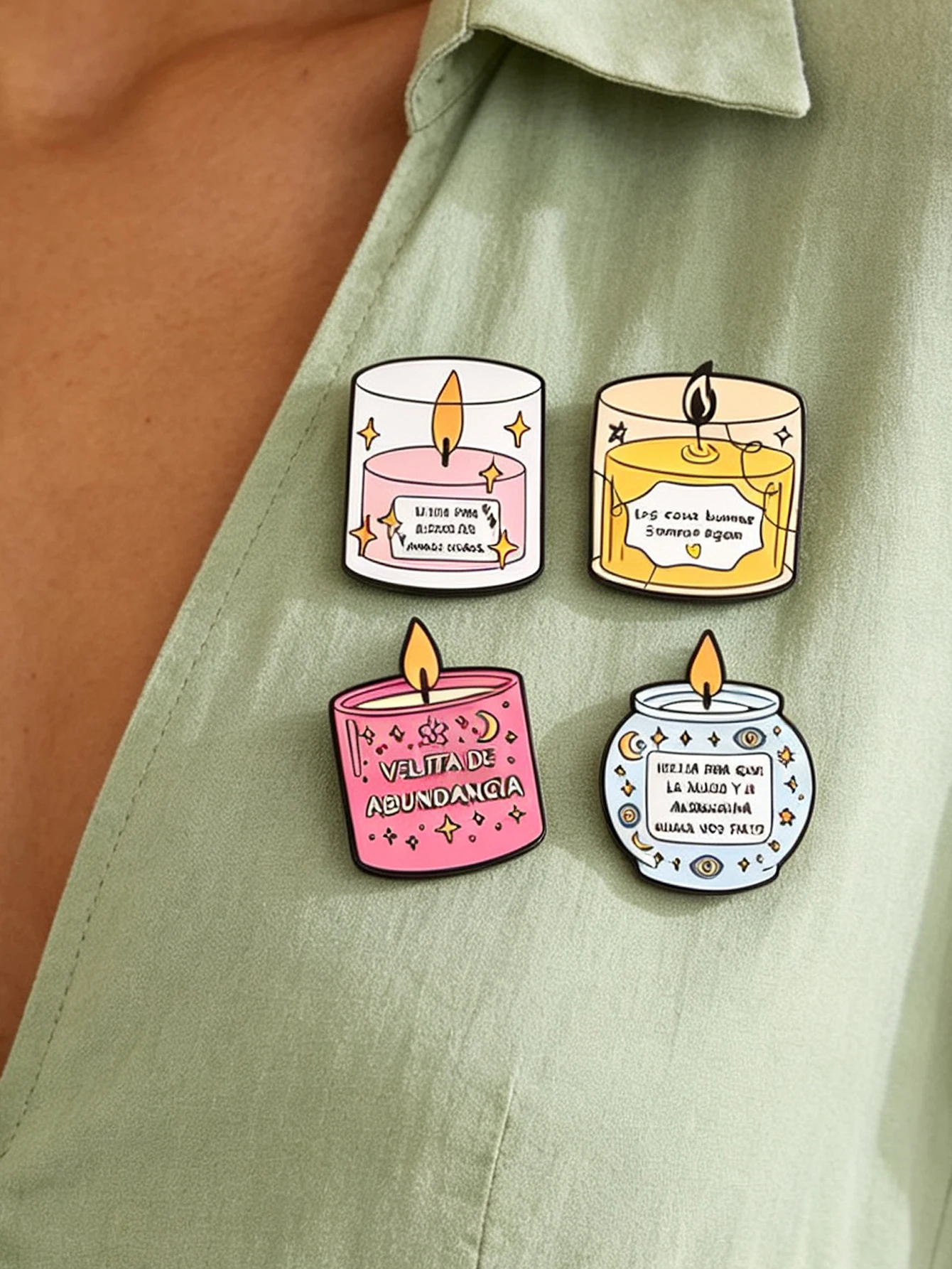 Spanish-Style Wish Candle Enamel Brooch, Vintage Star and Moon Good Luck Blessing Metal Badge, Bag and Clothing Decoration Pin Accessory
