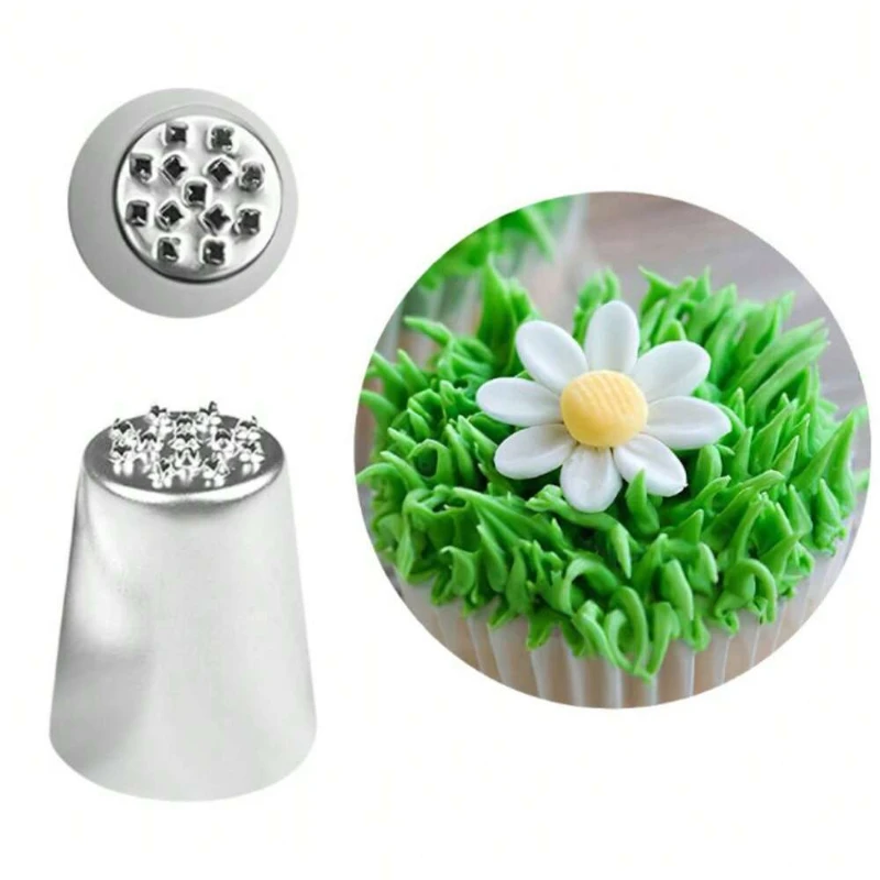 3Pc Stainless Steel Grass Cream Icing Nozzles Small Grass-Shape Decoration Mouth for Pastry Cake Decorating Essential Baking