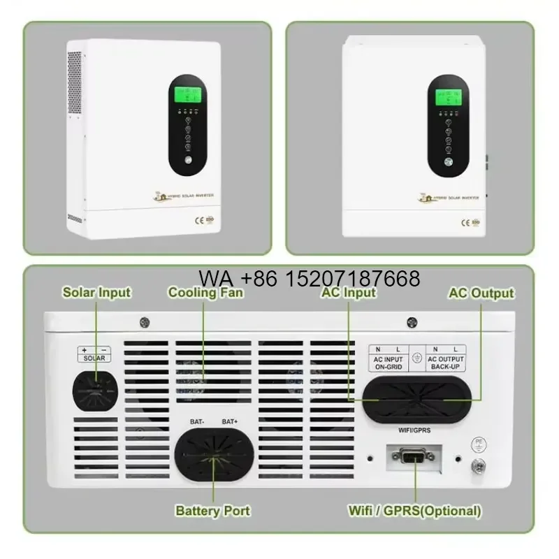Wmwmnu for SMUXI 5000W Solar Hybrid Inverter 60Hz Pure Sine Wave Single Phase Grid Tie MPPT WiFi Controller LED Display 94
