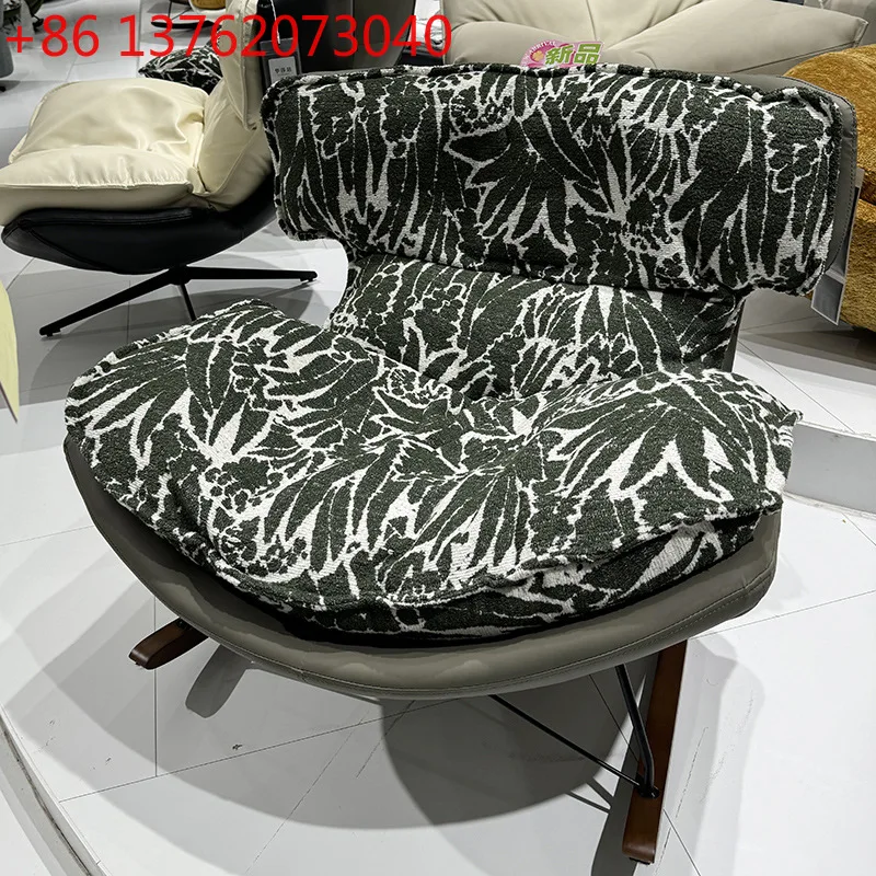 เก้าอี้โซฟาเดี่ยวสไตล์นอร์ดิกหรูหรา หมุนได้ ปรับเอนได้ รูปทรงไข่ แบบโยก