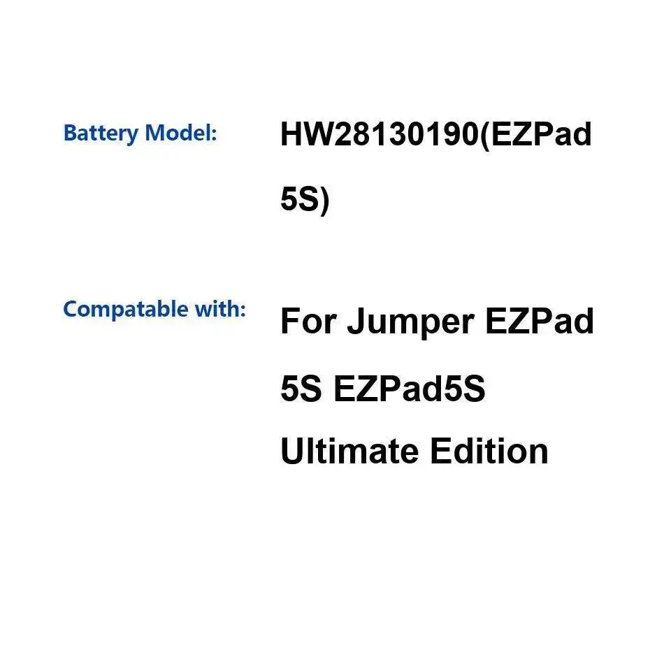 

Долговечный аккумулятор для ноутбука Jumper Ezpad 5S Ultimate Edition HW28130190 8500 мАч Safe