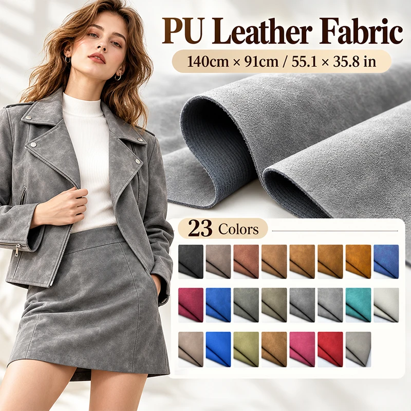 Pu Faux Suede Soft Leather Fabric Imitation Cotton Backing for Bags Shoes Craft Handmade Diy Sewing Fabric