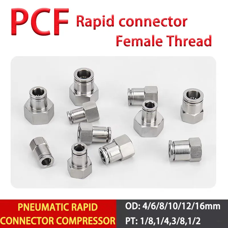

1pcs PCF 1/8" 1/4" 3/8" 1/2" 3/4" BSP NPT Female Male Pneumatic Nipple Elbow 304 SUS Push In Connect Quick Release Air Fitting