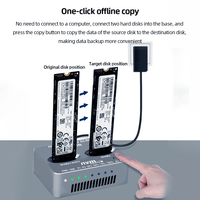 Dual-Bay M.2 NVME Clone Docking Station Gen2X 20Gbps M.2 SSD Enclosure USB3.2 Type C External Hard Disk Box for M2 SSD M Key SSD