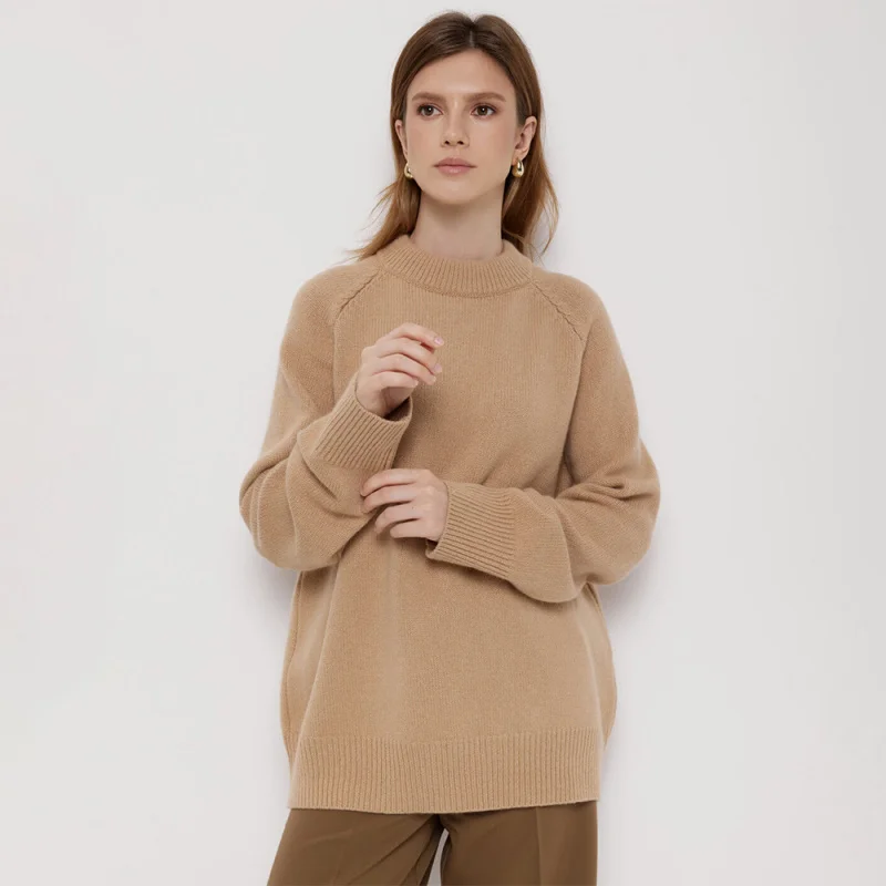 

Трансграничный пуловер с круглым вырезом для женщин в европейском и американском стиле2025Осенне-зимний свободный вязаный свитер в ленивом стиле