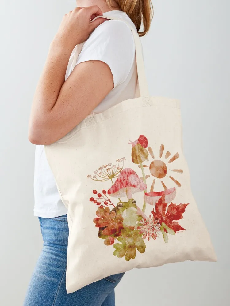 

Fall Toad and Mushrooms Watercolor Illustration Tote Bag shopping bag tote bag screen